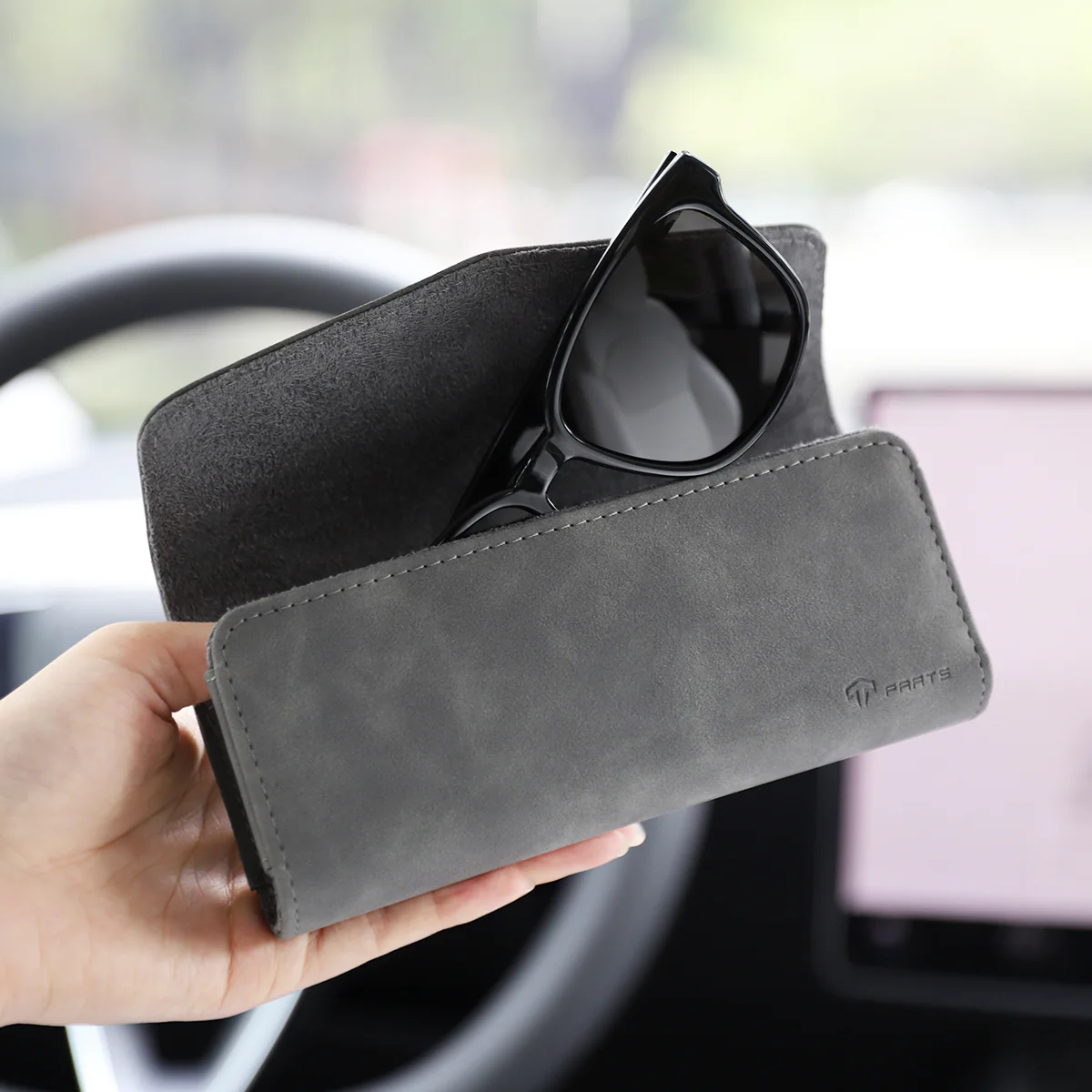 Suede Magnetic Closure Visor Sunglasses Case for Model 3/Y - Image 5