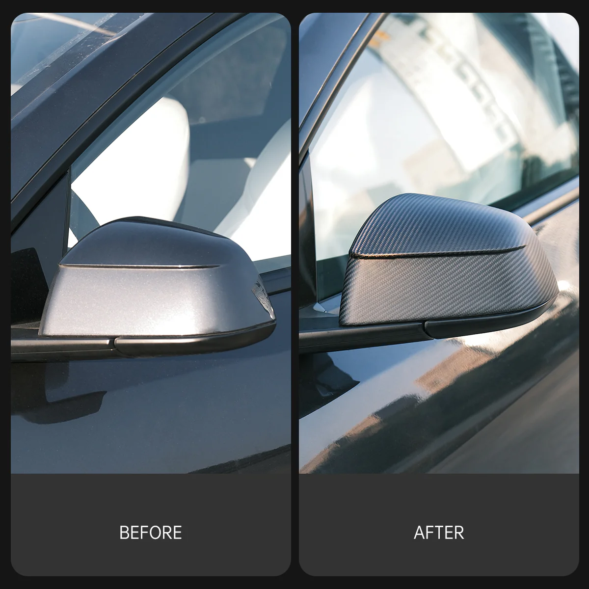Carbon Fiber Side View Mirror Covers for Model Y - Image 4