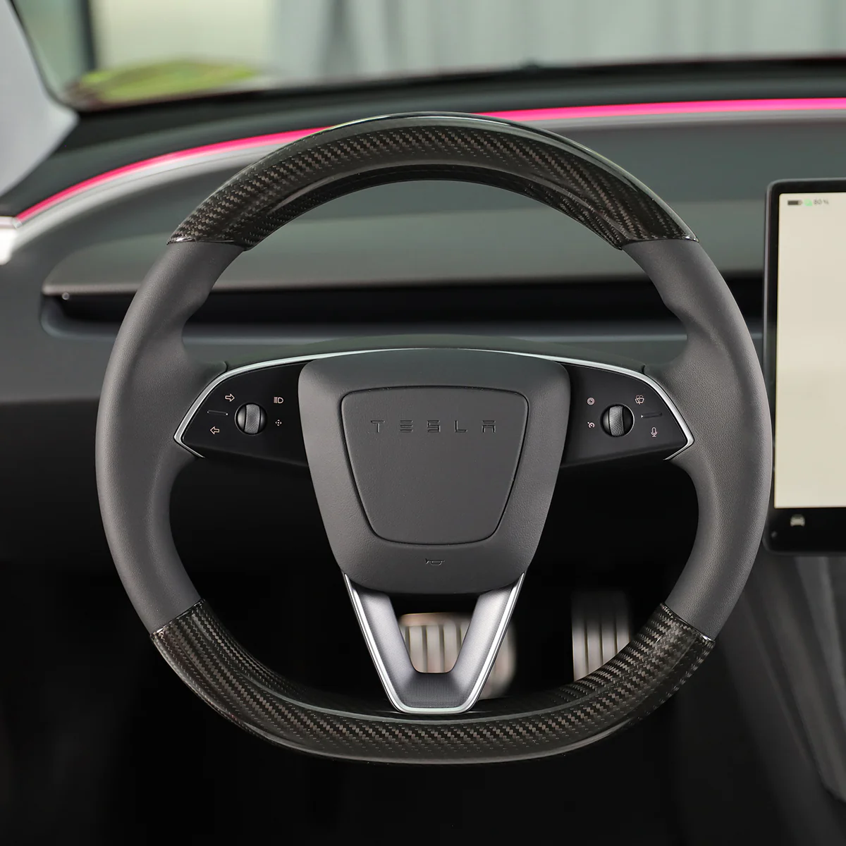 Real Carbon Fiber Steering Wheel Cover for Model 3/Y (Set of Two) - Image 5
