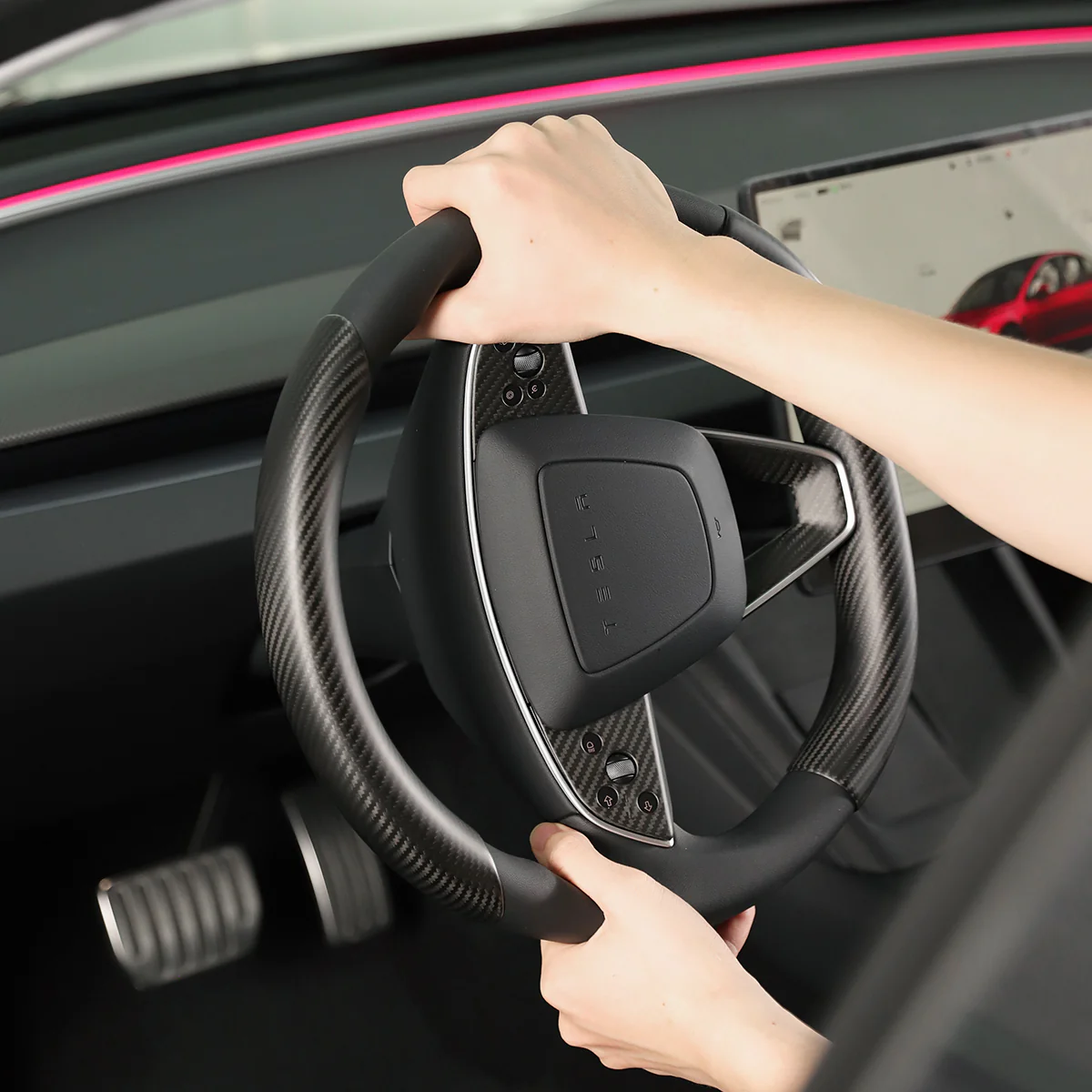 Real Carbon Fiber Steering Wheel Cover for Model 3/Y (Set of Two) - Image 6