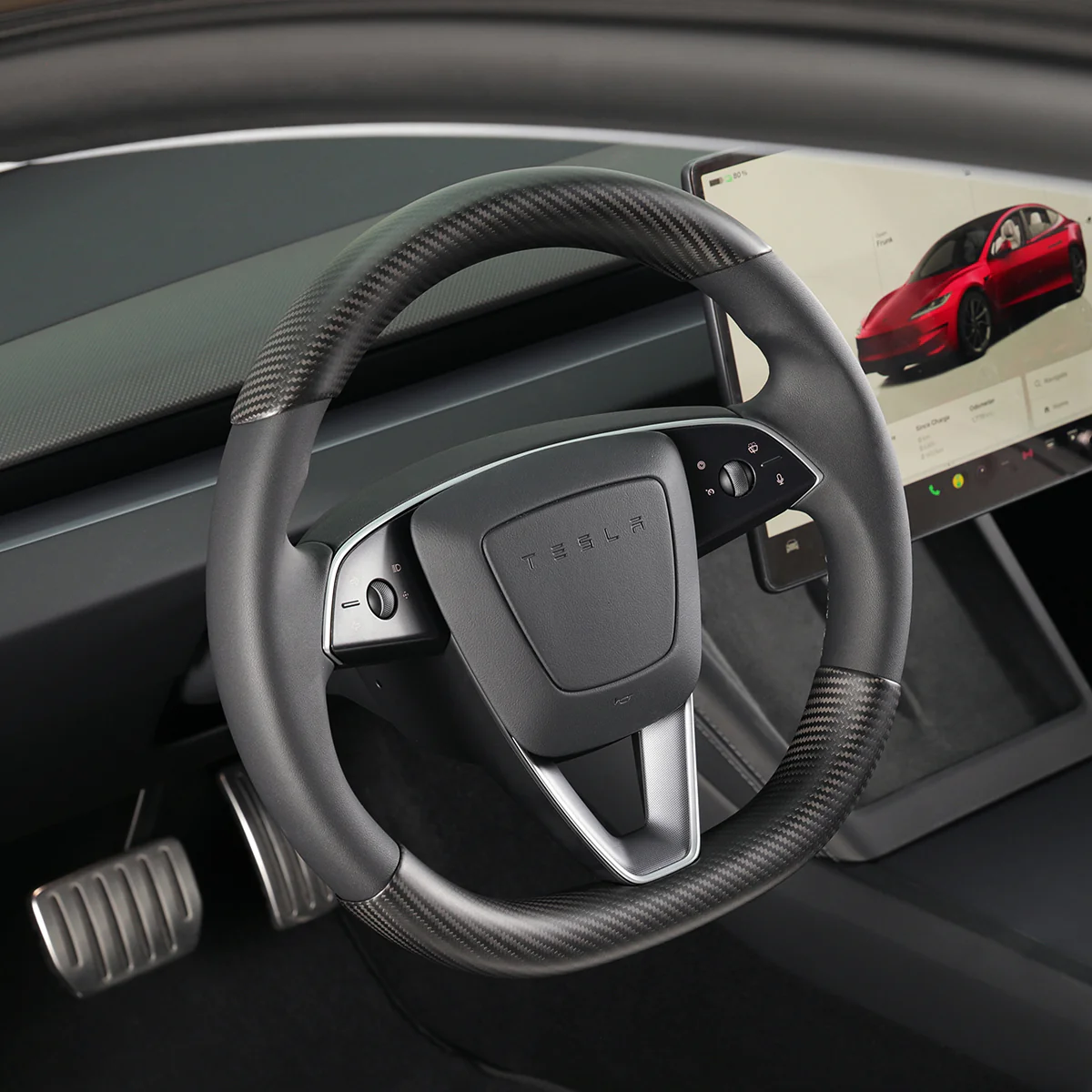 Real Carbon Fiber Steering Wheel Cover for Model 3/Y (Set of Two) - Image 8