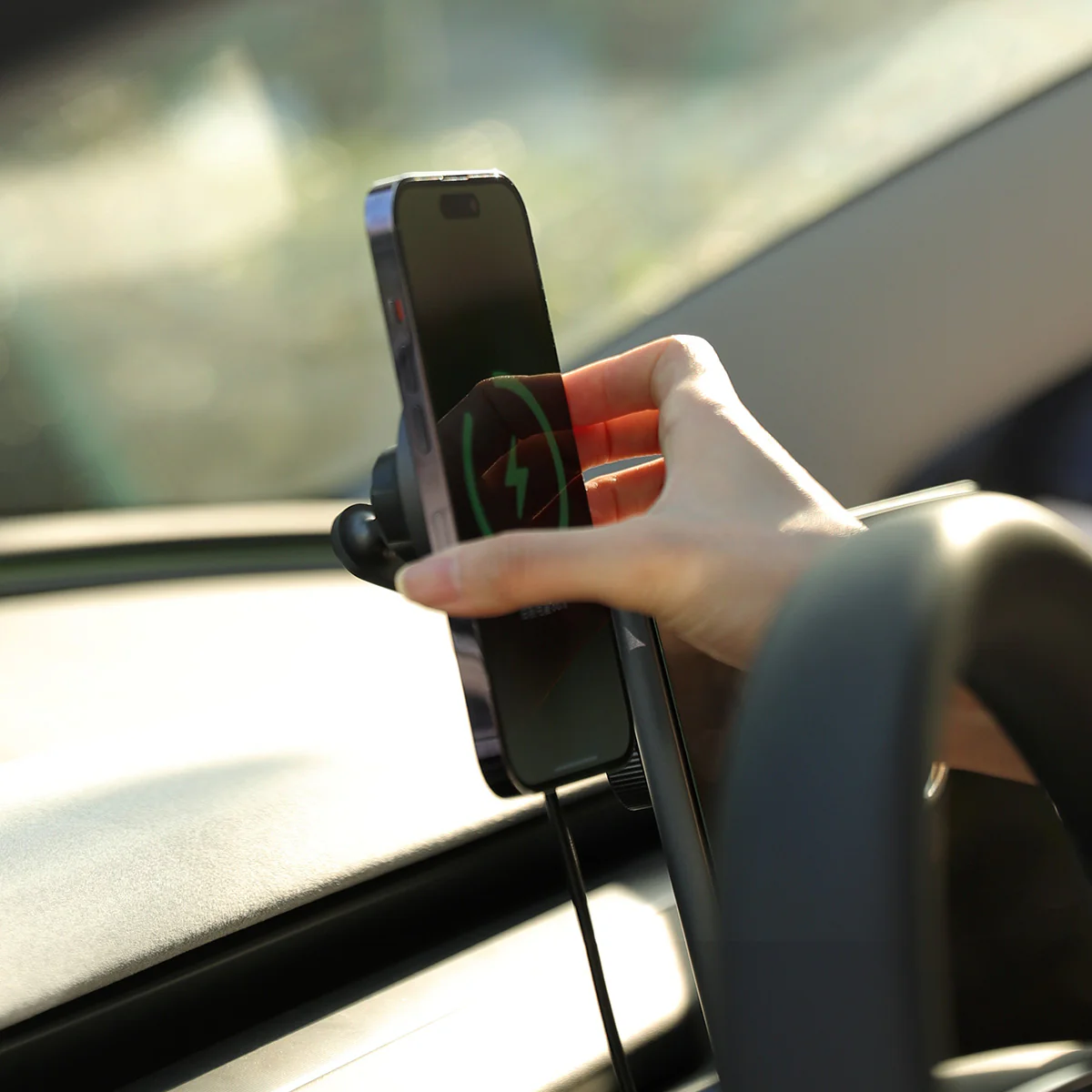 Foldable Magnetic Wireless Charging (Qi & MagSafe) Cell Phone Holder for Model 3/Y/S/X - Image 4
