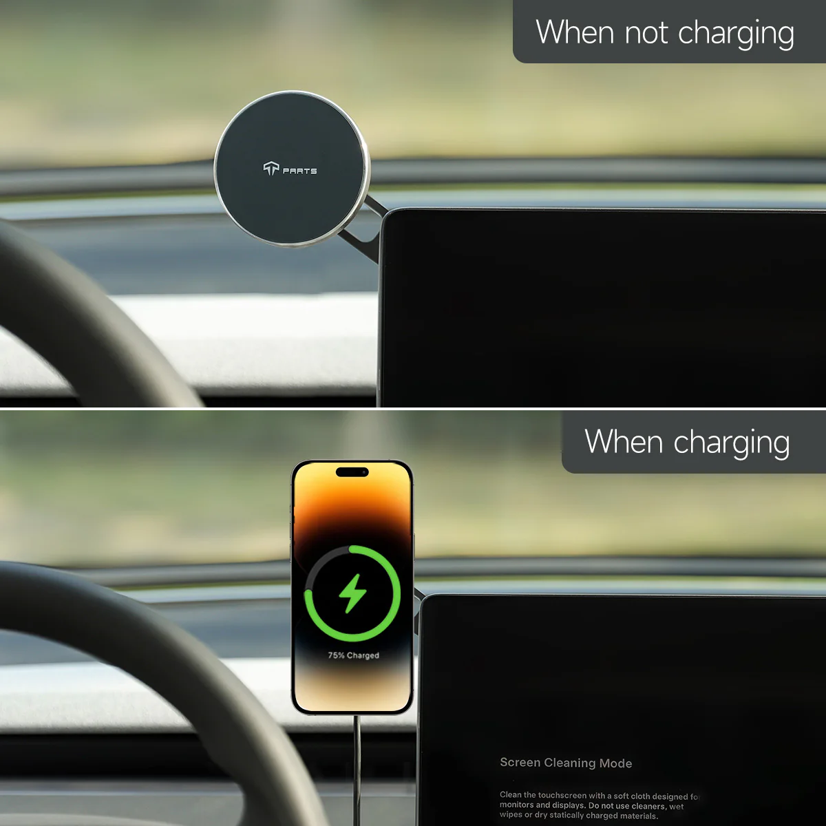 Foldable Magnetic Wireless Charging (Qi & MagSafe) Cell Phone Holder for Model 3/Y/S/X - Image 7