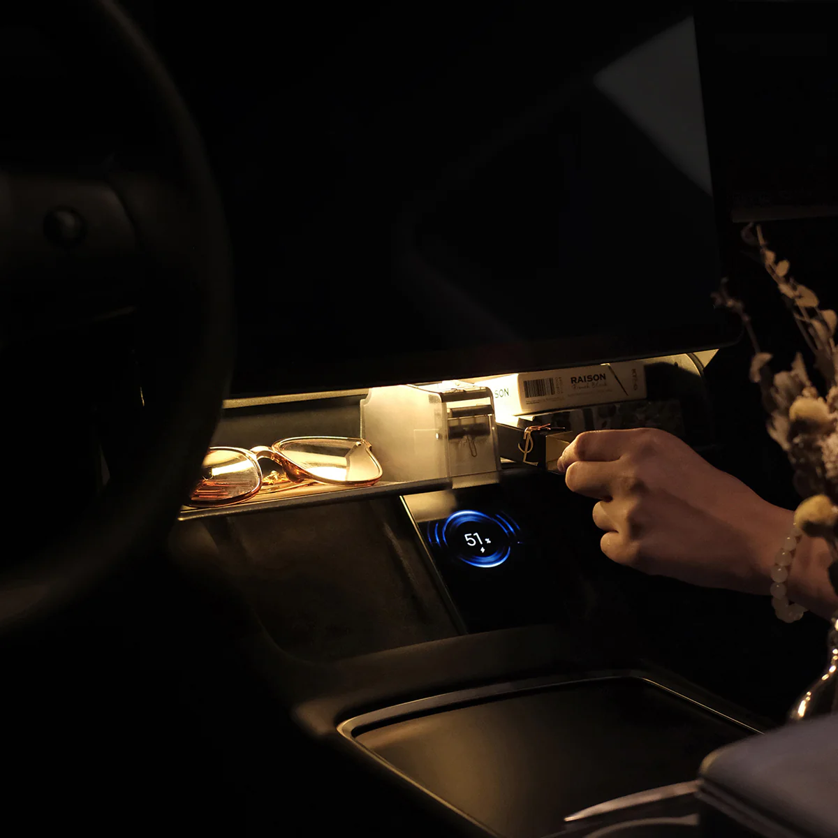 Hidden Magnetic Under Screen Storage Box for Model 3/Y - Image 8