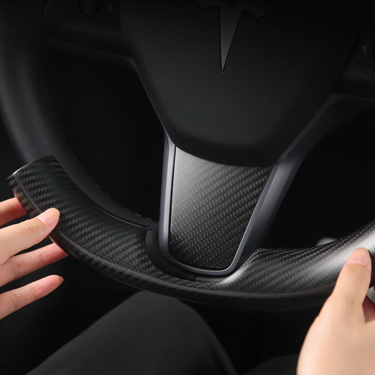 Real Carbon Fiber Steering Wheel Cover for Model 3/Y - Image 4