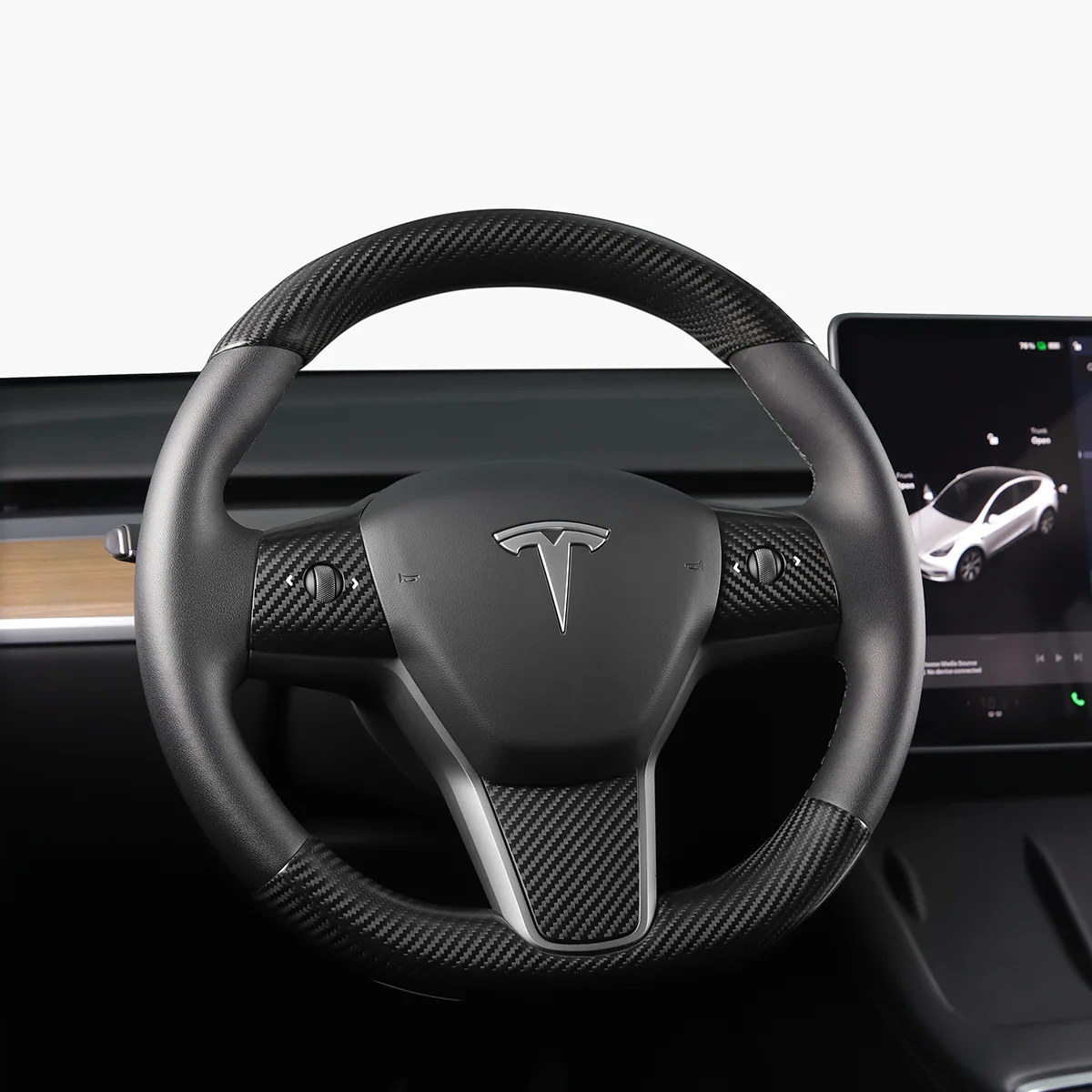 Real Carbon Fiber Steering Wheel Cover for Model 3/Y - Image 5