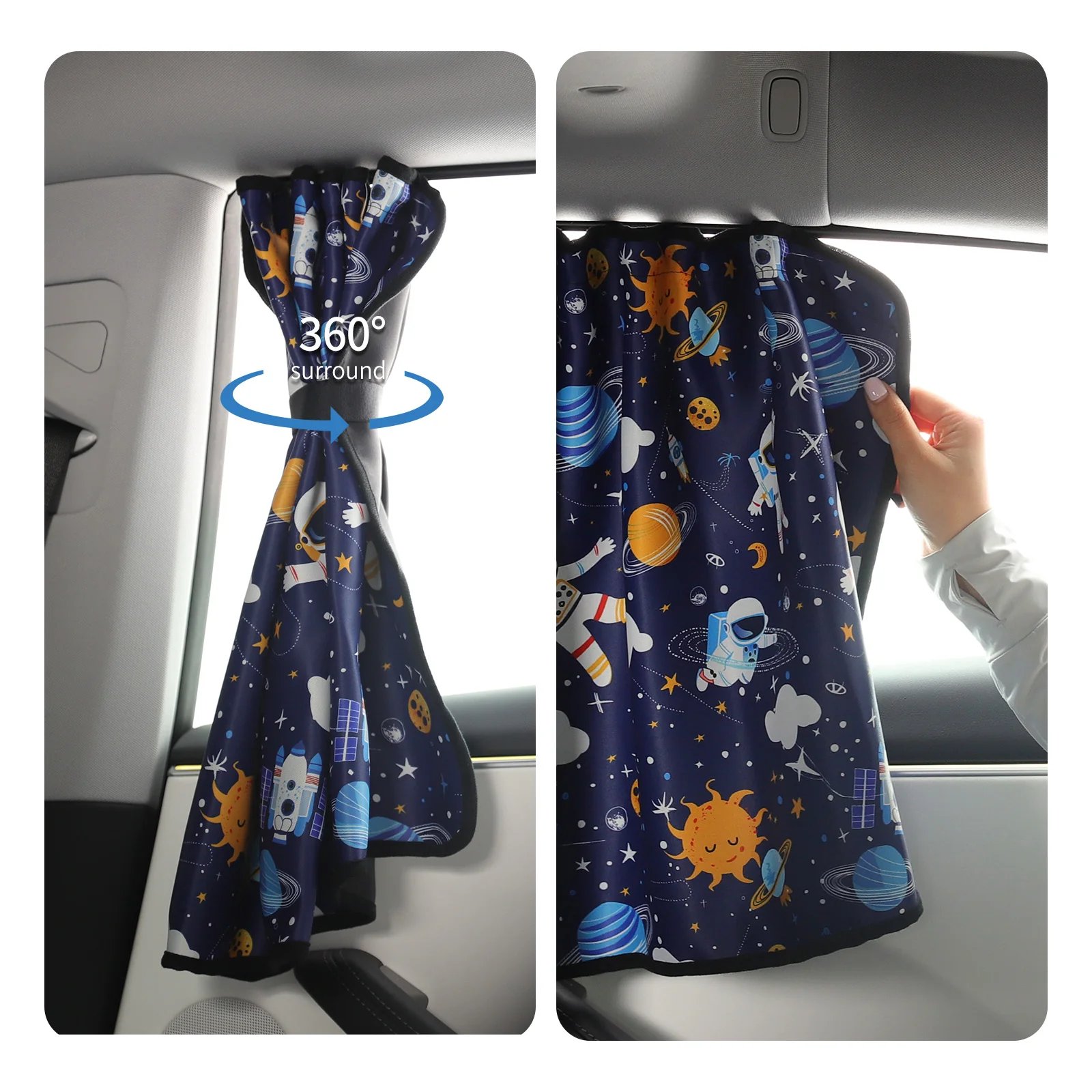 Rear Side Sunshade Curtain with Cartoon Astronaut and Planet Prints for Model 3/Y - Image 5