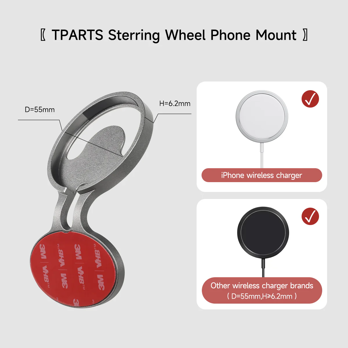 Steering Wheel HUD Magsafe Charger Mount for Model 3/Y (Charger Not Included) - Image 4