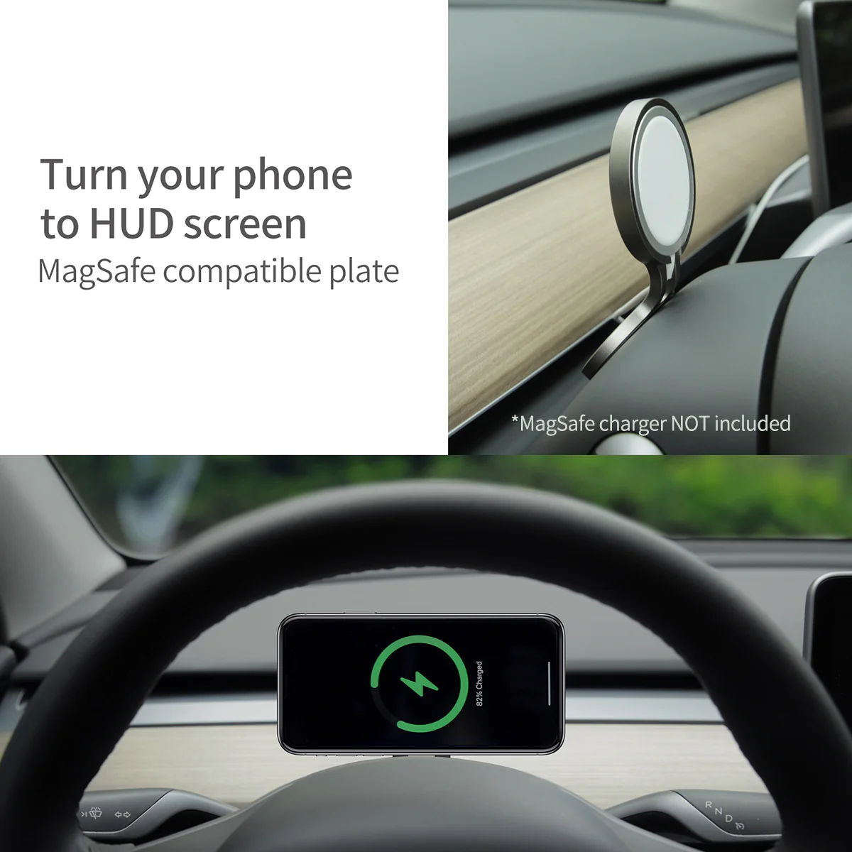 Steering Wheel HUD Magsafe Charger Mount for Model 3/Y (Charger Not Included) - Image 5