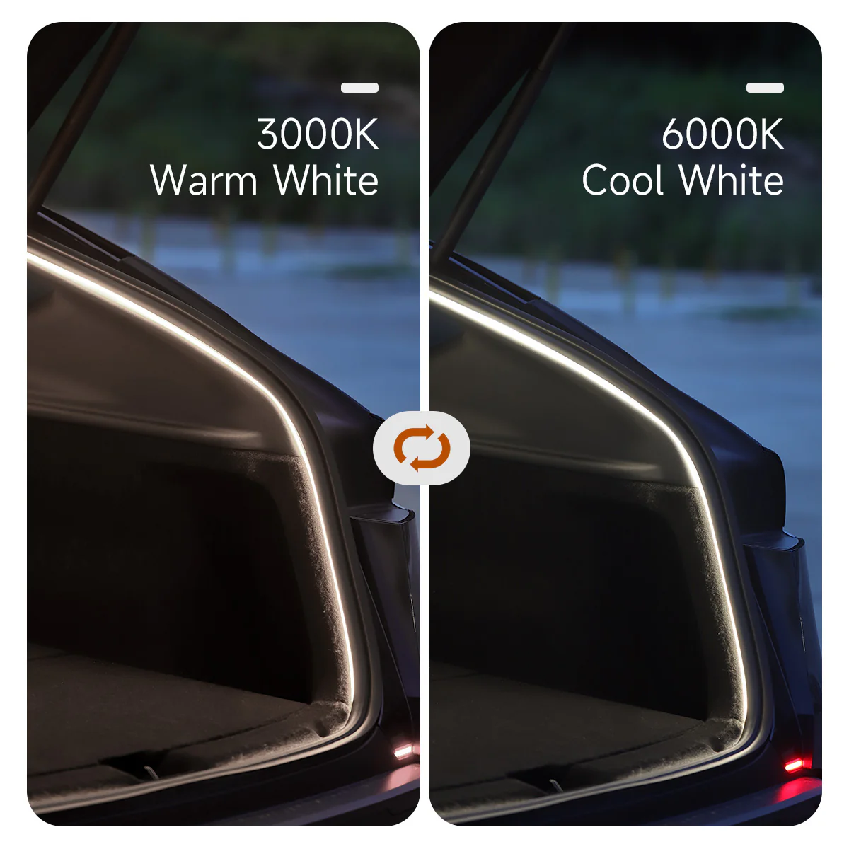 Dual-Mode Trunk LED Strip – Warm & Cool White for Model Y (3000K & 6000K) - Image 5