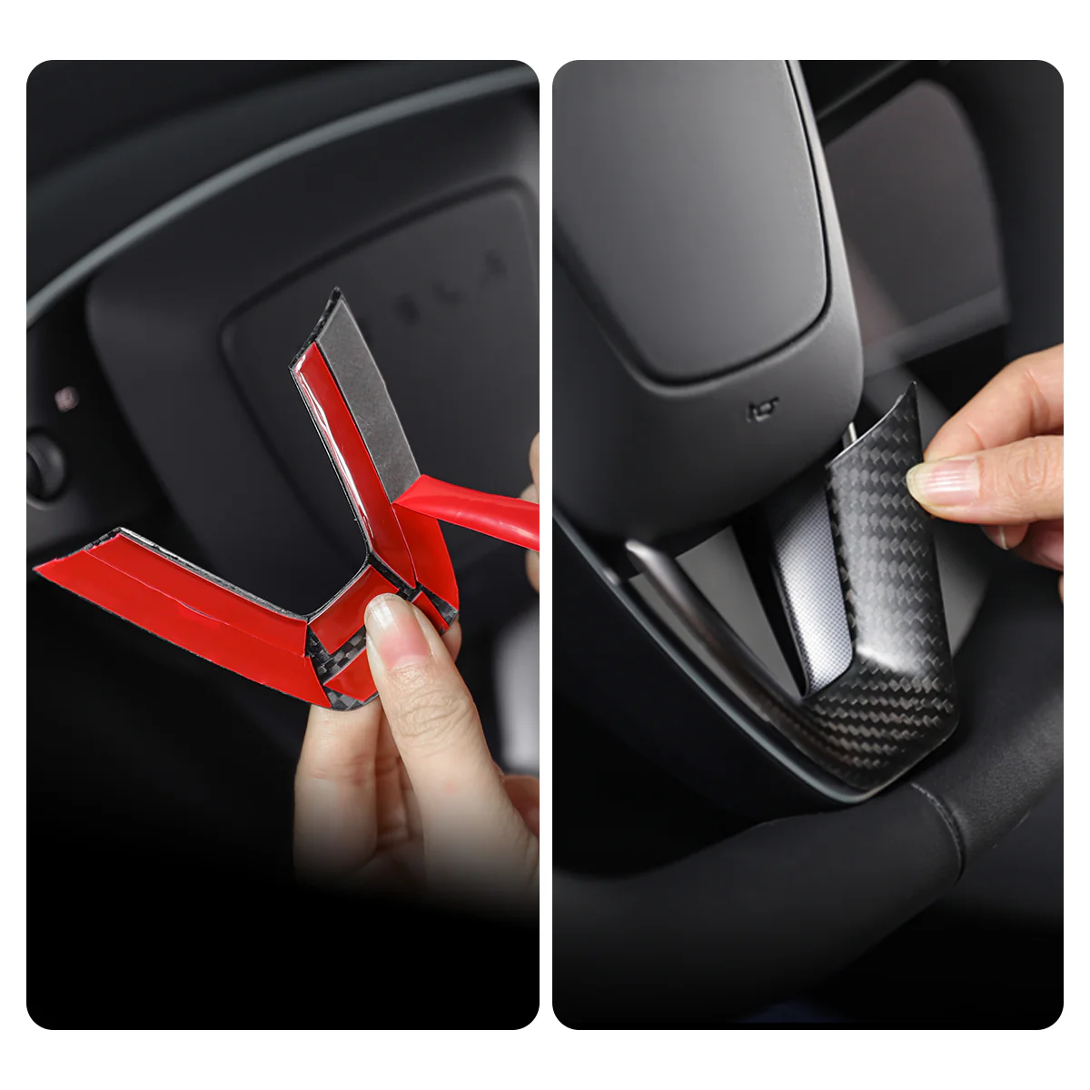 Real Carbon Fiber Steering Wheel Cover for Model 3/Y - Image 6