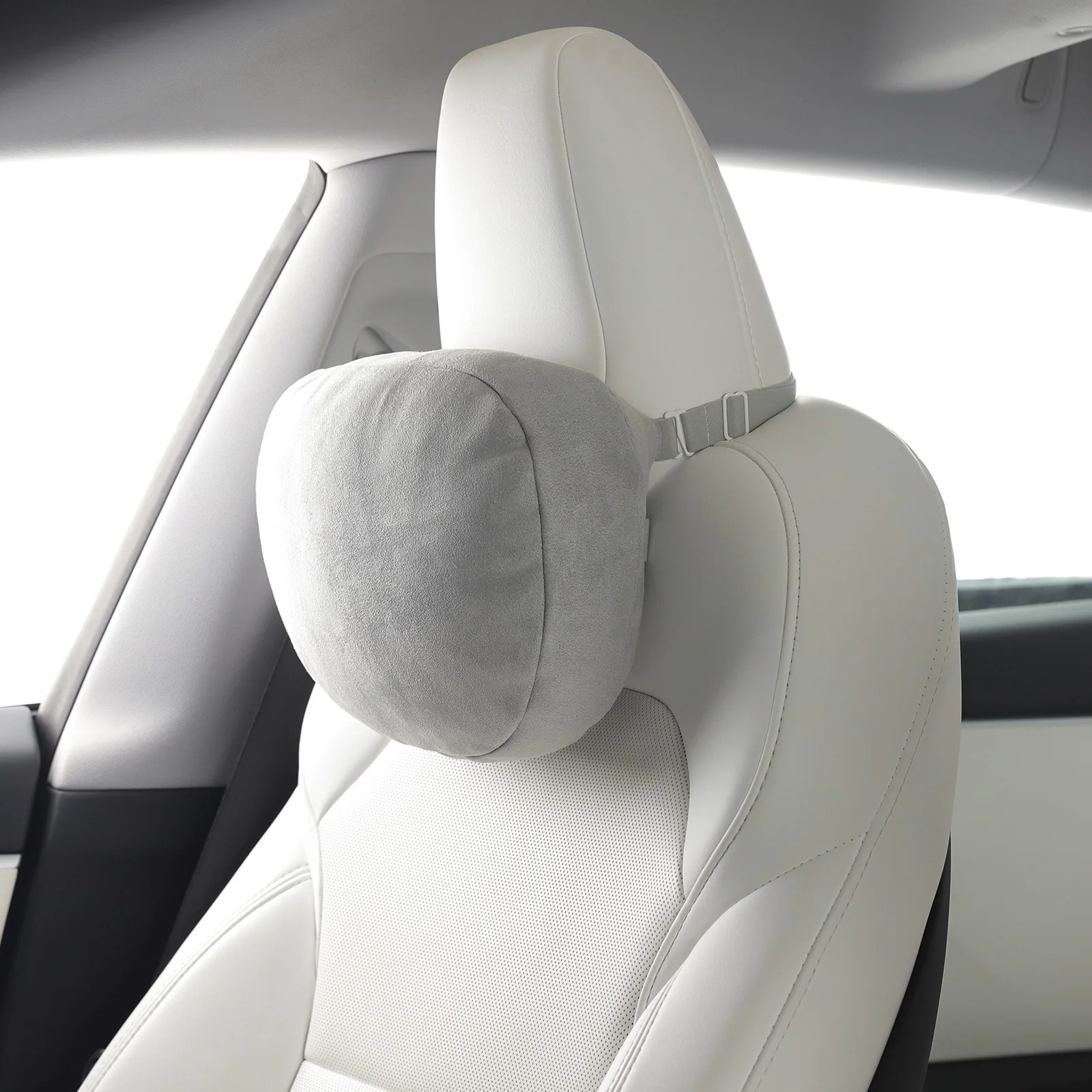Soft Faux Suede Headrest Neck Pillow for Model 3/Y/S/X(Filled With Dupont™ Sorona® Sustainable Bio Fiber) - Image 4